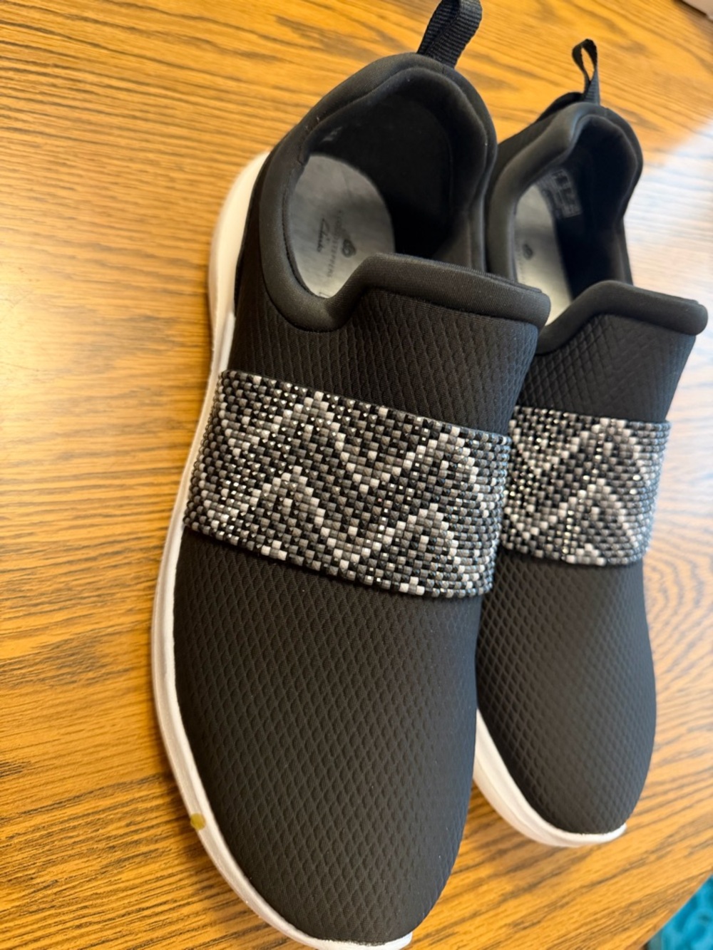 Clarks Black Slip-On Sneakers with Silver Accent Band